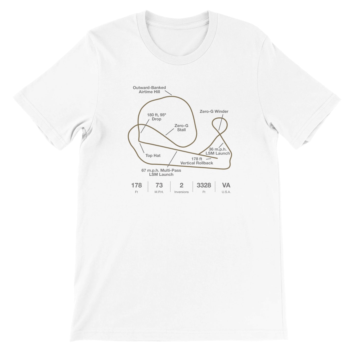 Williamsburg, Virginia Roman God Launch Roller Coaster Layout Shirt