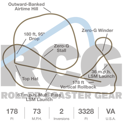 Williamsburg, Virginia Roman God Launch Roller Coaster Layout Shirt